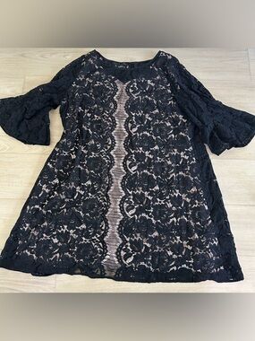 Lane Bryant Black Lace Bell Sleeve Dress